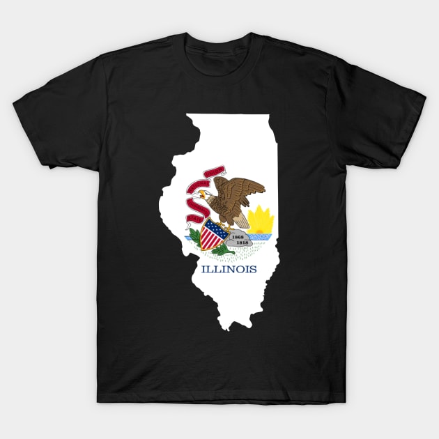 Illinois Map Flag T-Shirt by maro_00